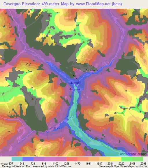 Cavergno,Switzerland Elevation Map