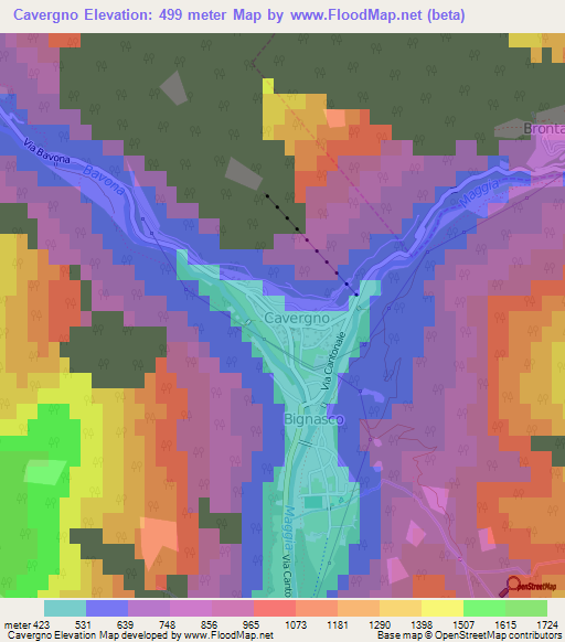 Cavergno,Switzerland Elevation Map