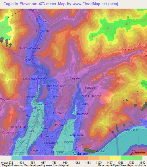 Cagiallo,Switzerland Elevation Map