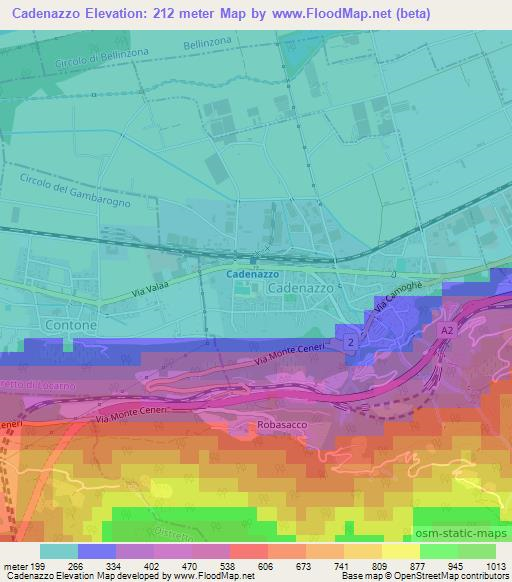 Cadenazzo,Switzerland Elevation Map