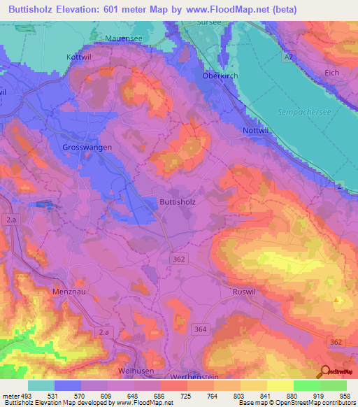 Buttisholz,Switzerland Elevation Map