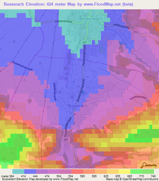Busserach,Switzerland Elevation Map