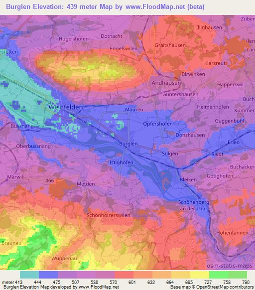 Burglen,Switzerland Elevation Map