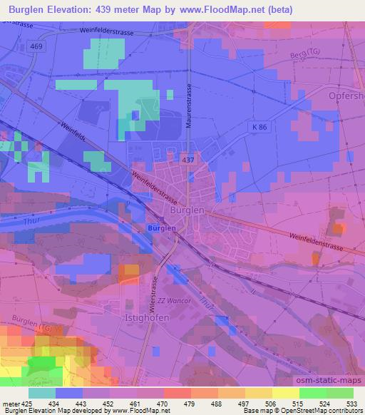 Burglen,Switzerland Elevation Map