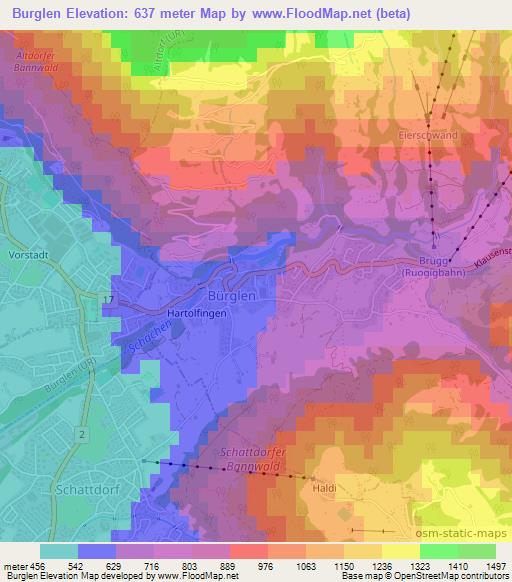 Burglen,Switzerland Elevation Map