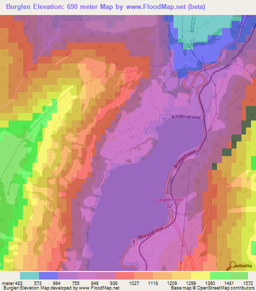 Burglen,Switzerland Elevation Map