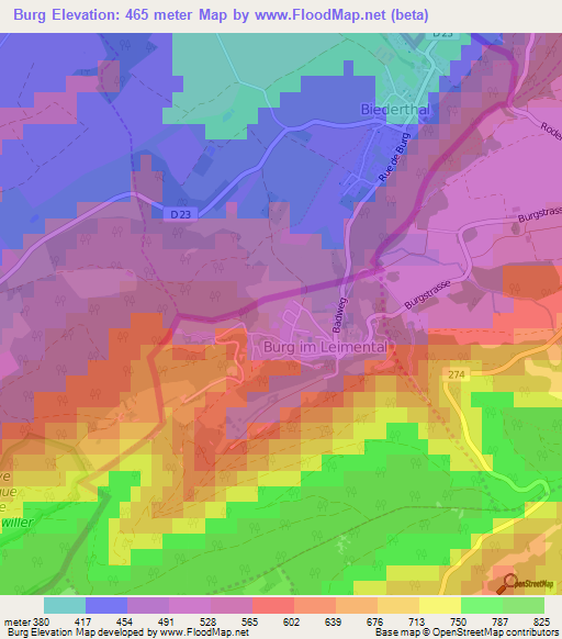 Burg,Switzerland Elevation Map