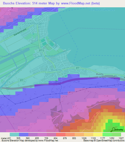 Buochs,Switzerland Elevation Map