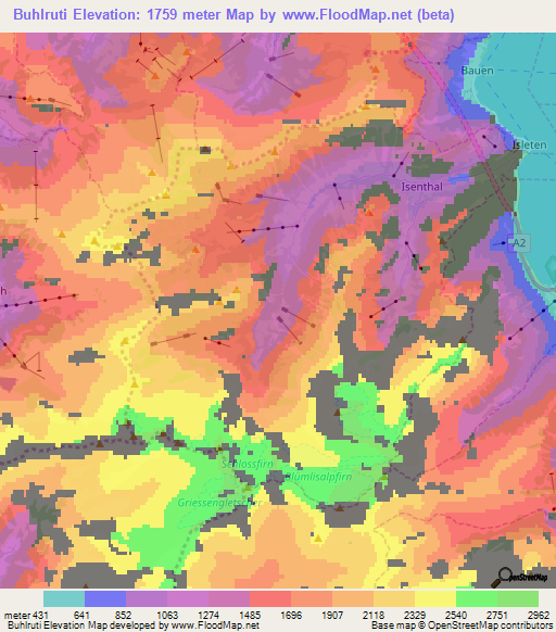 Buhlruti,Switzerland Elevation Map
