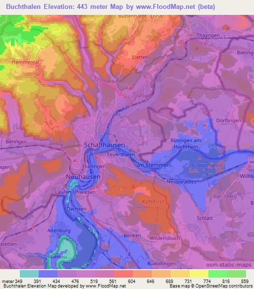 Buchthalen,Switzerland Elevation Map