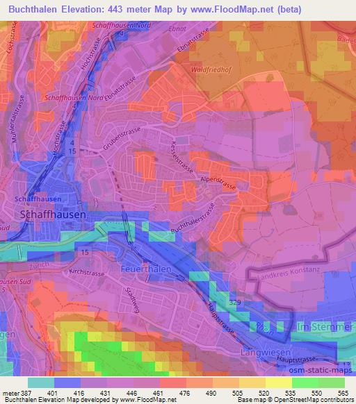 Buchthalen,Switzerland Elevation Map