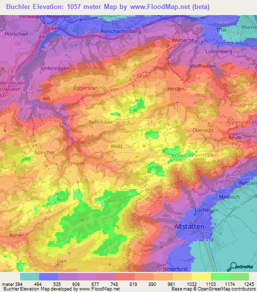 Buchler,Switzerland Elevation Map