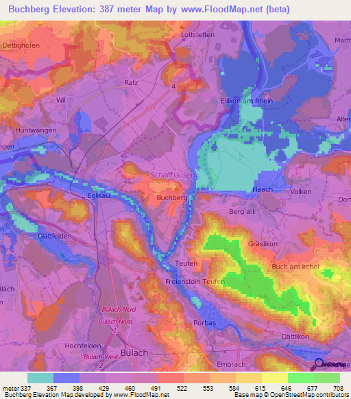 Buchberg,Switzerland Elevation Map