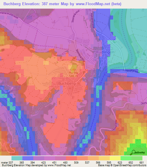 Buchberg,Switzerland Elevation Map