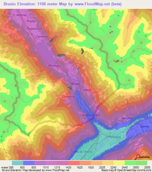 Brusio,Switzerland Elevation Map