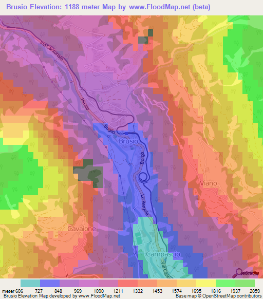 Brusio,Switzerland Elevation Map