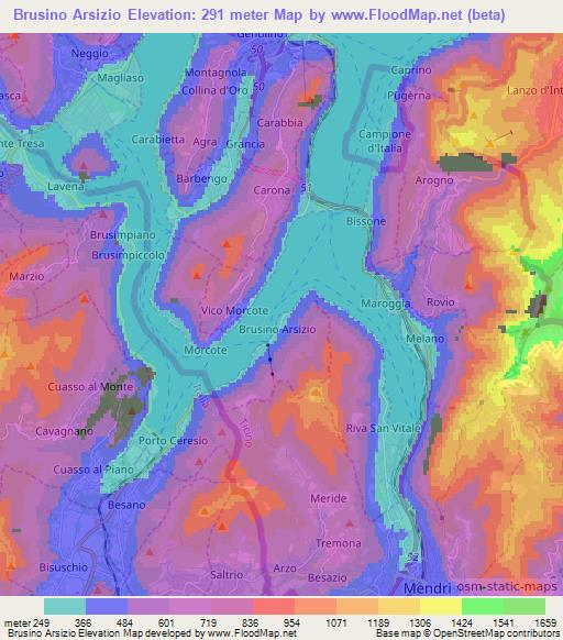 Brusino Arsizio,Switzerland Elevation Map