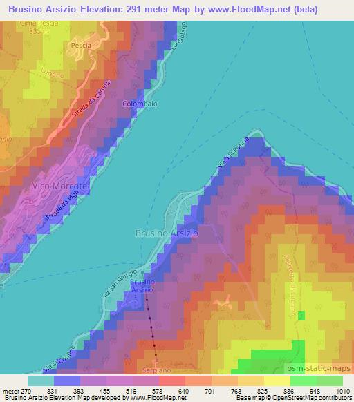 Brusino Arsizio,Switzerland Elevation Map