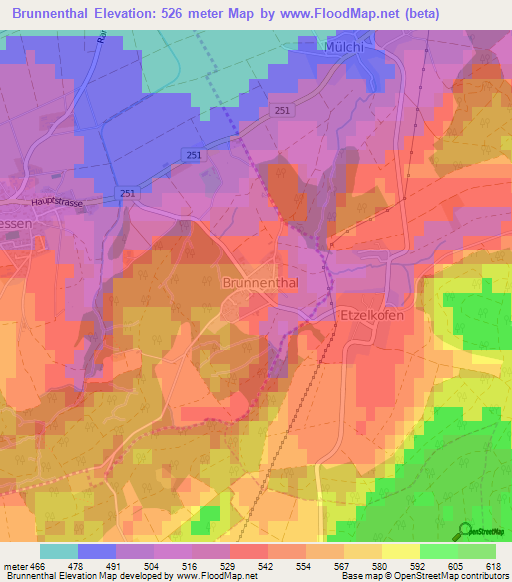 Brunnenthal,Switzerland Elevation Map