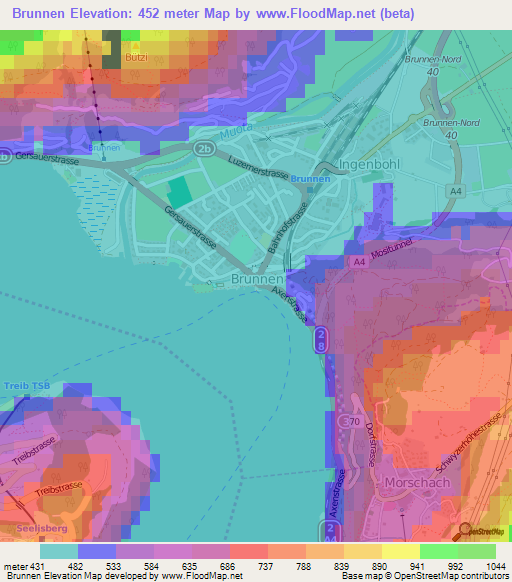 Brunnen,Switzerland Elevation Map