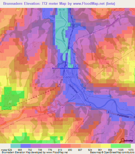 Brunnadern,Switzerland Elevation Map