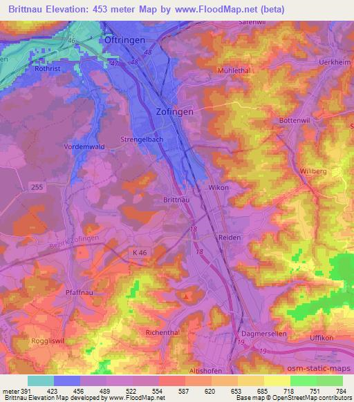 Brittnau,Switzerland Elevation Map