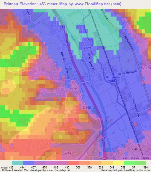 Brittnau,Switzerland Elevation Map