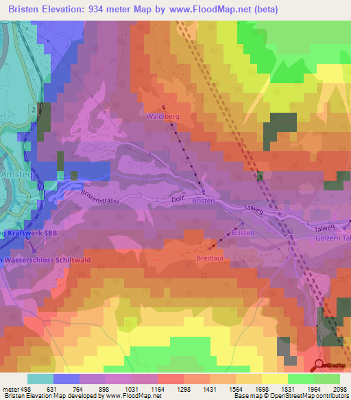 Bristen,Switzerland Elevation Map