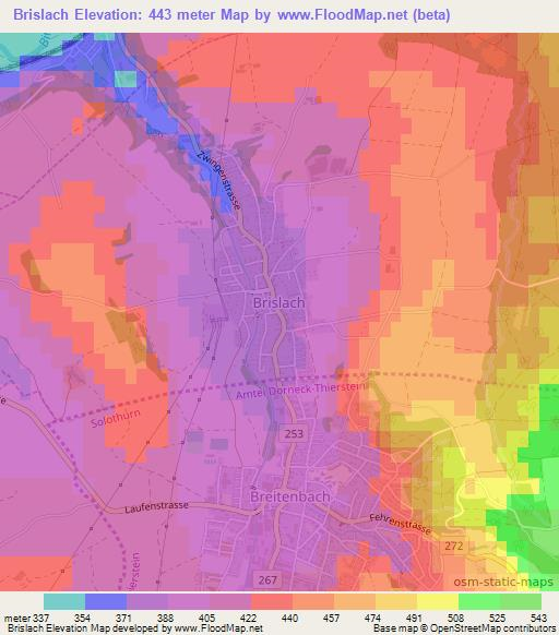 Brislach,Switzerland Elevation Map