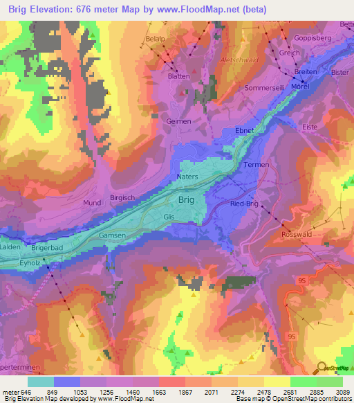 Brig,Switzerland Elevation Map