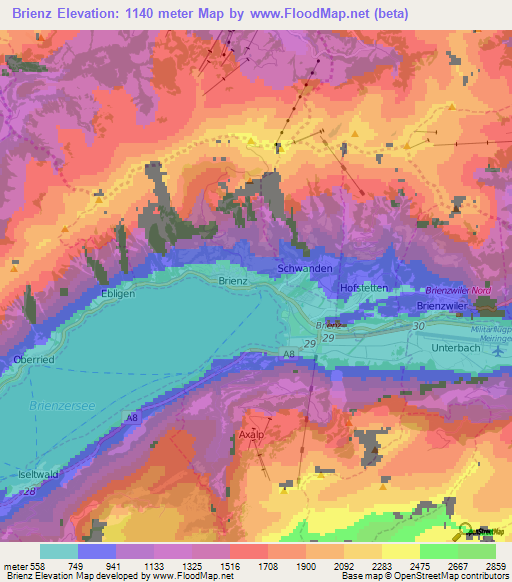 Brienz,Switzerland Elevation Map