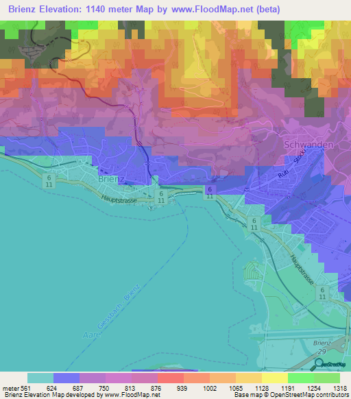 Brienz,Switzerland Elevation Map