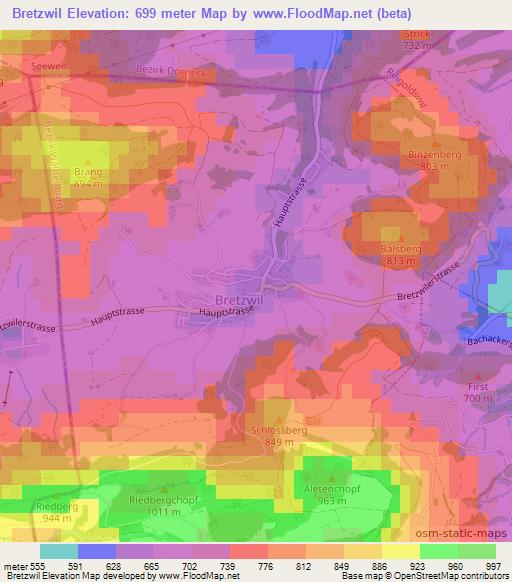 Bretzwil,Switzerland Elevation Map