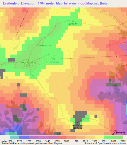 Breitenfeld,Switzerland Elevation Map