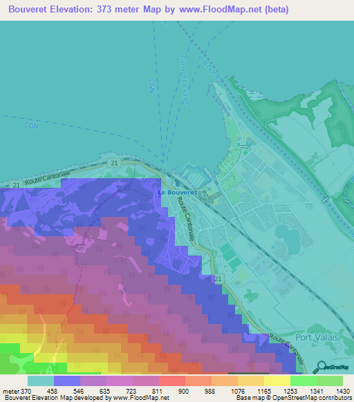 Bouveret,Switzerland Elevation Map