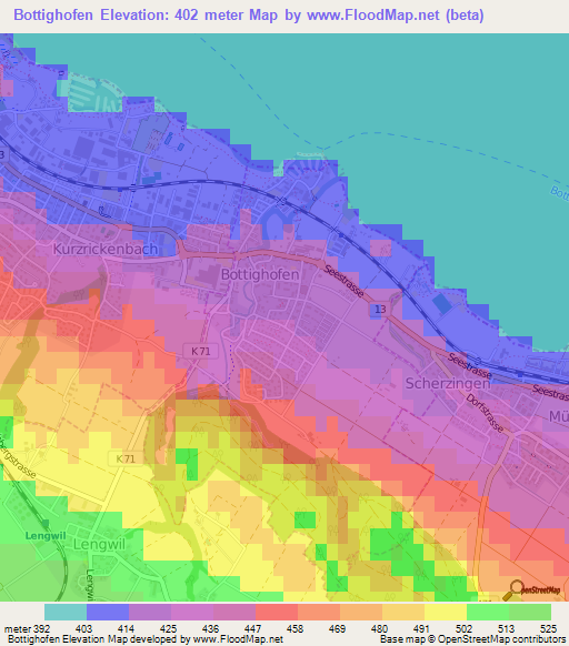 Bottighofen,Switzerland Elevation Map