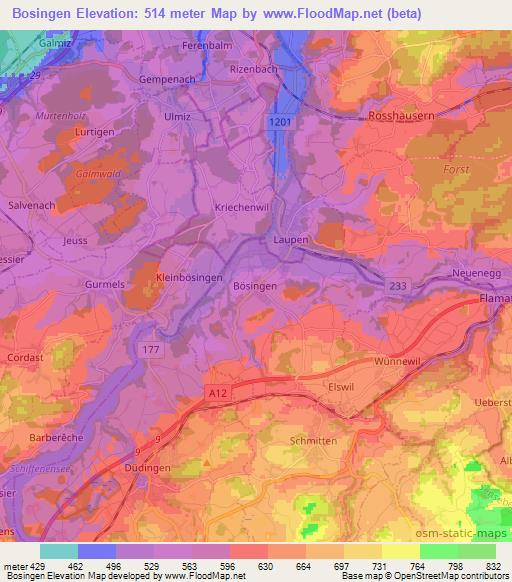 Bosingen,Switzerland Elevation Map