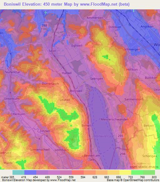 Boniswil,Switzerland Elevation Map