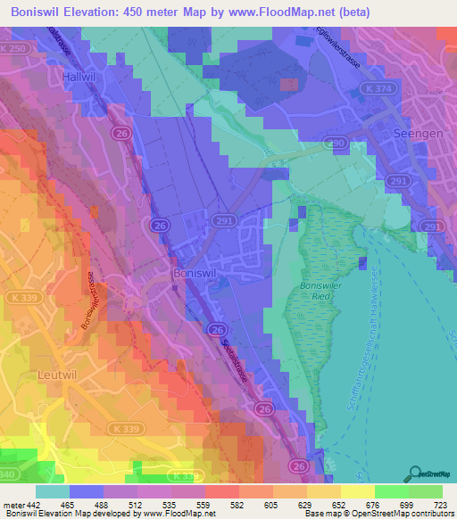 Boniswil,Switzerland Elevation Map