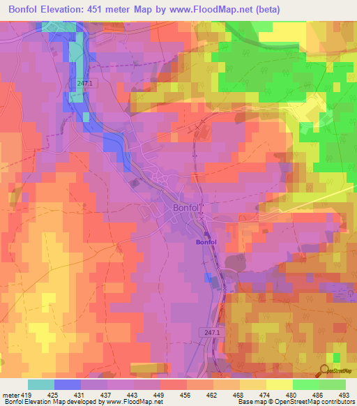 Bonfol,Switzerland Elevation Map