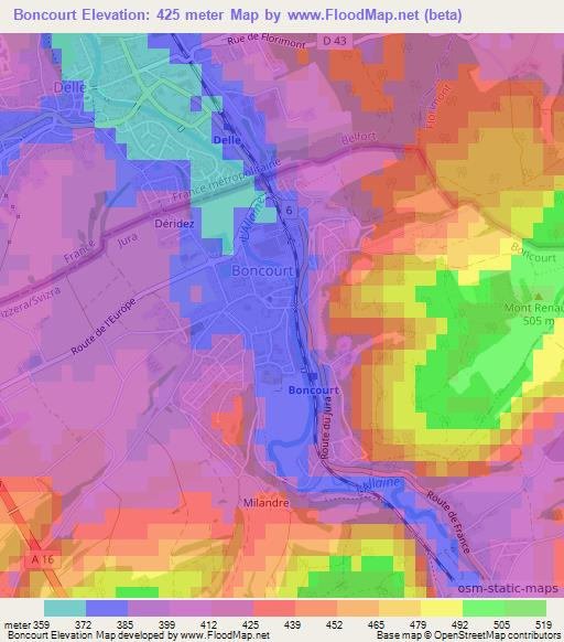 Boncourt,Switzerland Elevation Map