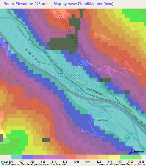 Bodio,Switzerland Elevation Map