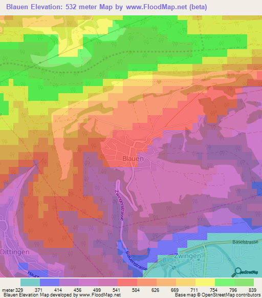 Blauen,Switzerland Elevation Map