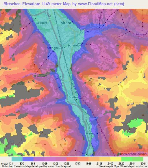 Birtschen,Switzerland Elevation Map