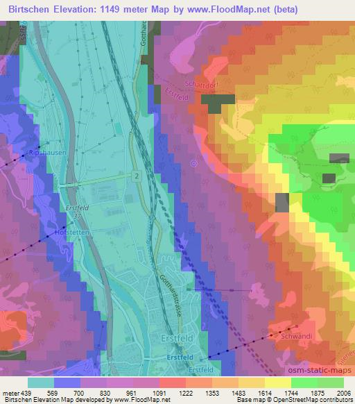 Birtschen,Switzerland Elevation Map