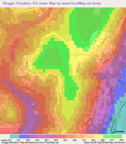 Bioggio,Switzerland Elevation Map