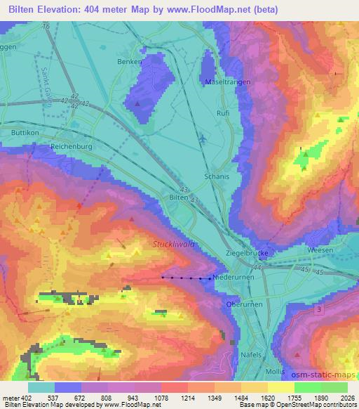 Bilten,Switzerland Elevation Map