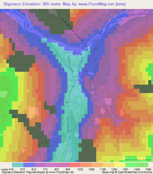 Bignasco,Switzerland Elevation Map