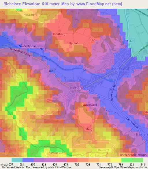 Bichelsee,Switzerland Elevation Map