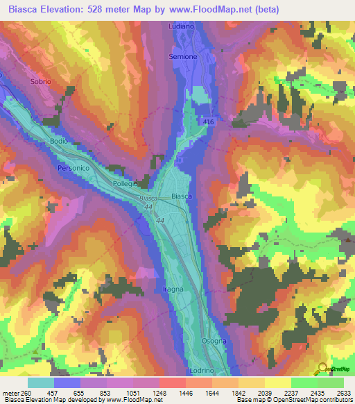 Biasca,Switzerland Elevation Map